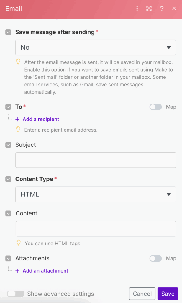 Make Email設定方法